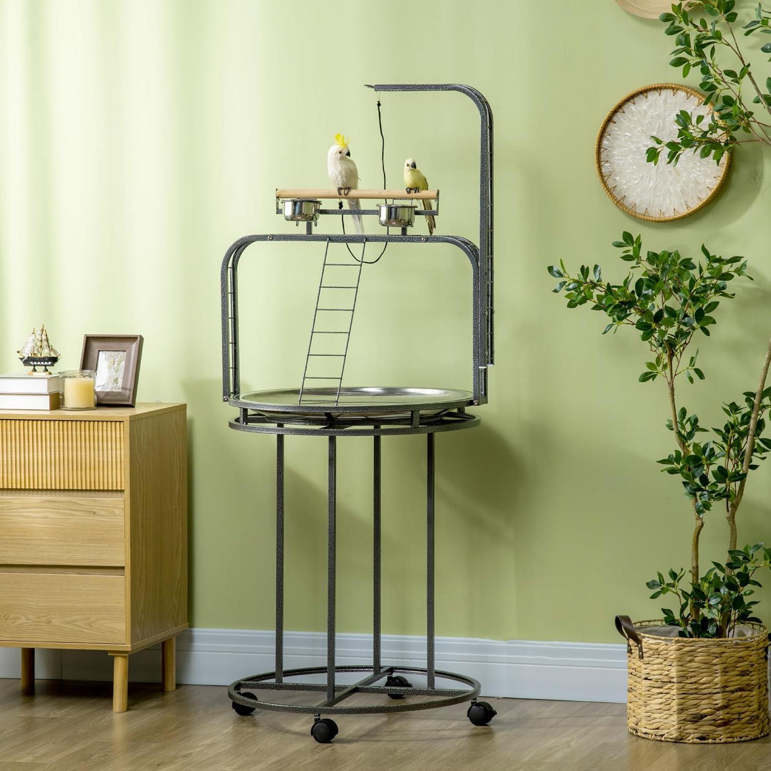 Soporte para Loro Grande PawHut con 3 Escaleras y Gancho