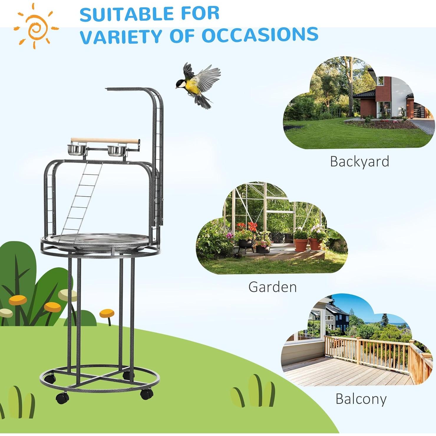 Soporte para Loro Grande PawHut con 3 Escaleras y Gancho