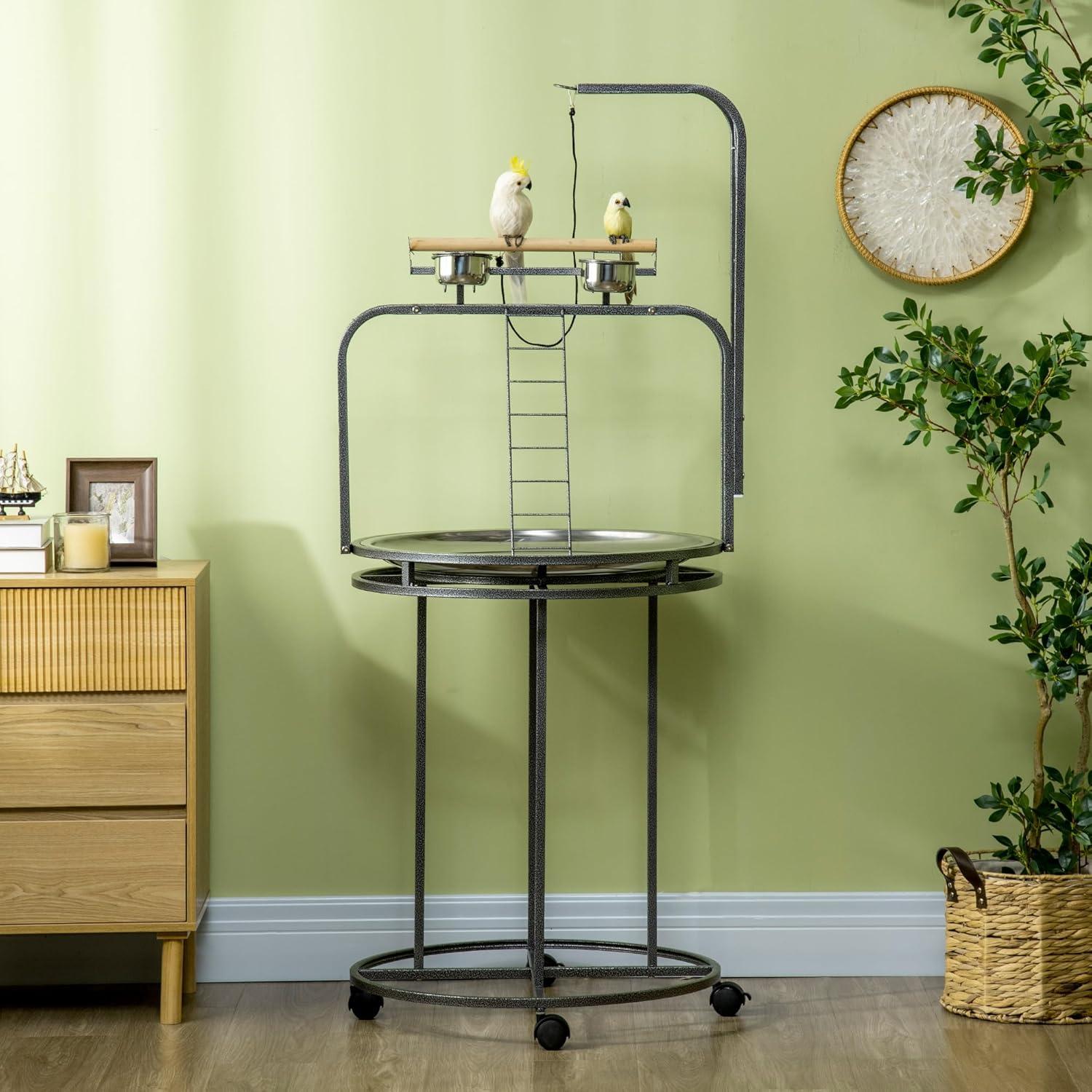 Soporte para Loro Grande PawHut con 3 Escaleras y Gancho