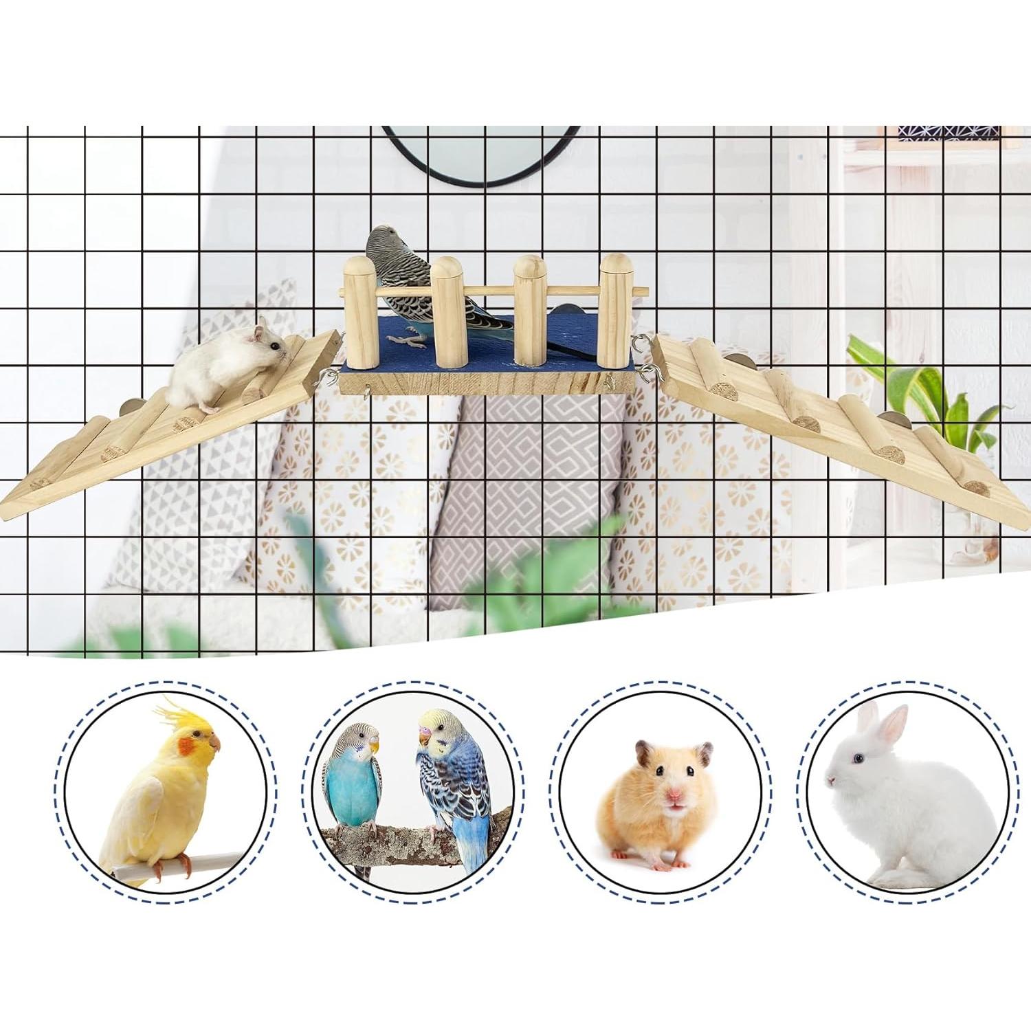 Percha para Aves FlidRunest con Columpio y Escalera 20x18cm