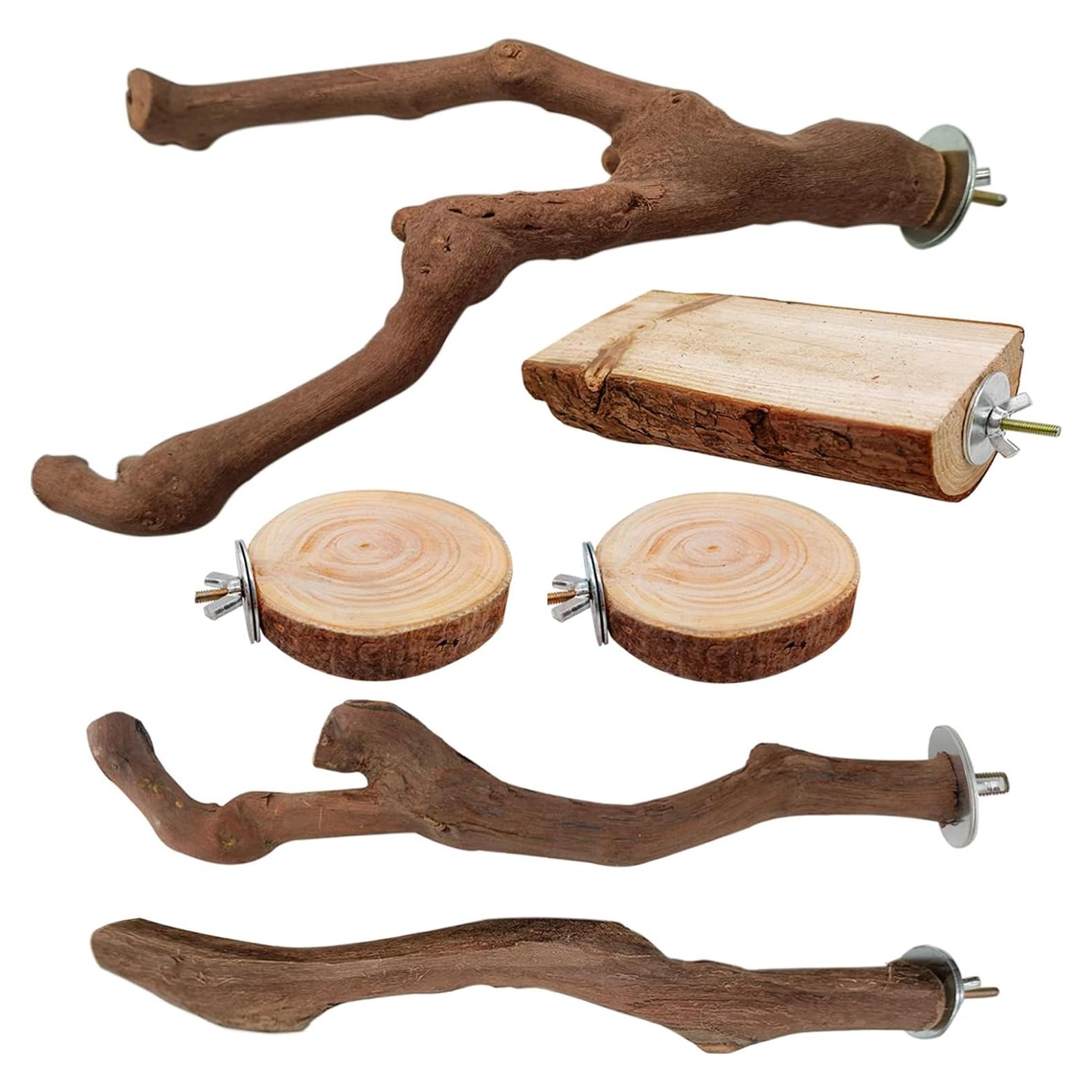 6 Perchas Naturales para Aves Autokcan - Madera de Uva