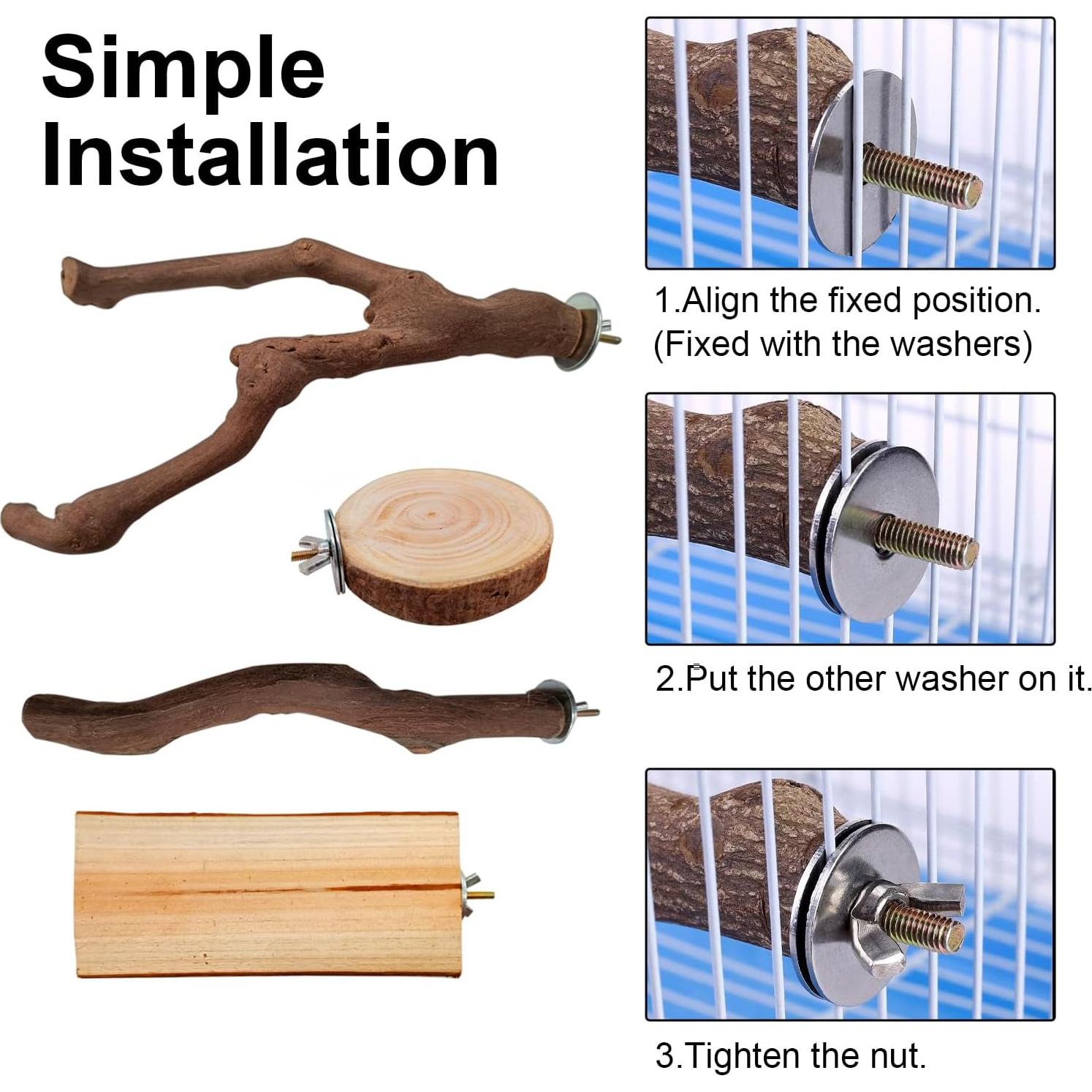 6 Perchas Naturales para Aves Autokcan - Madera de Uva