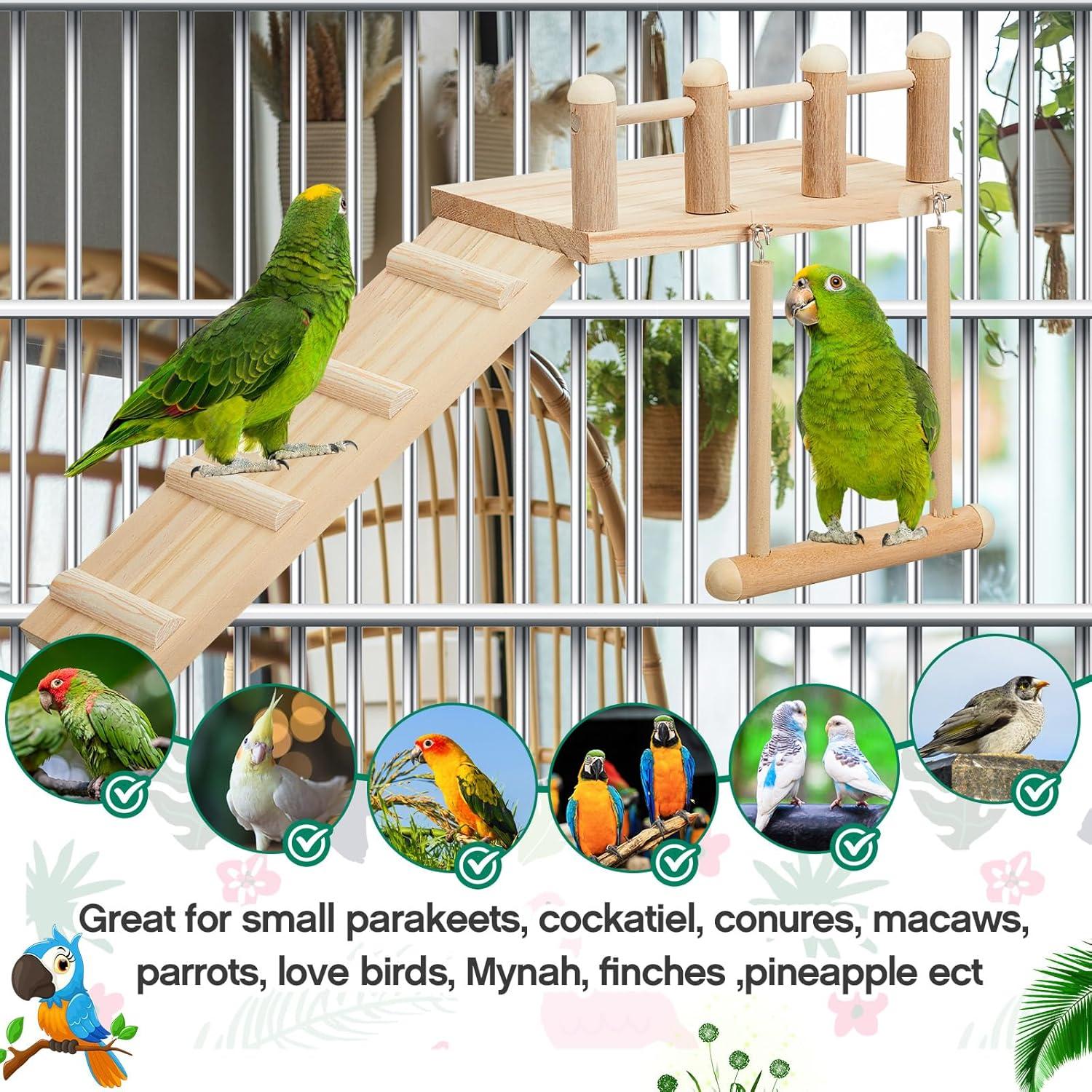 10 Juguetes para Aves Sonwyoung - Columpios y Plataformas