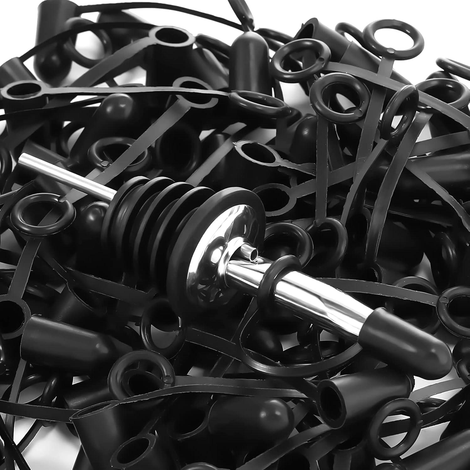 Zopeal 100 Tapas de Válvula Negras con Asa para Botellas