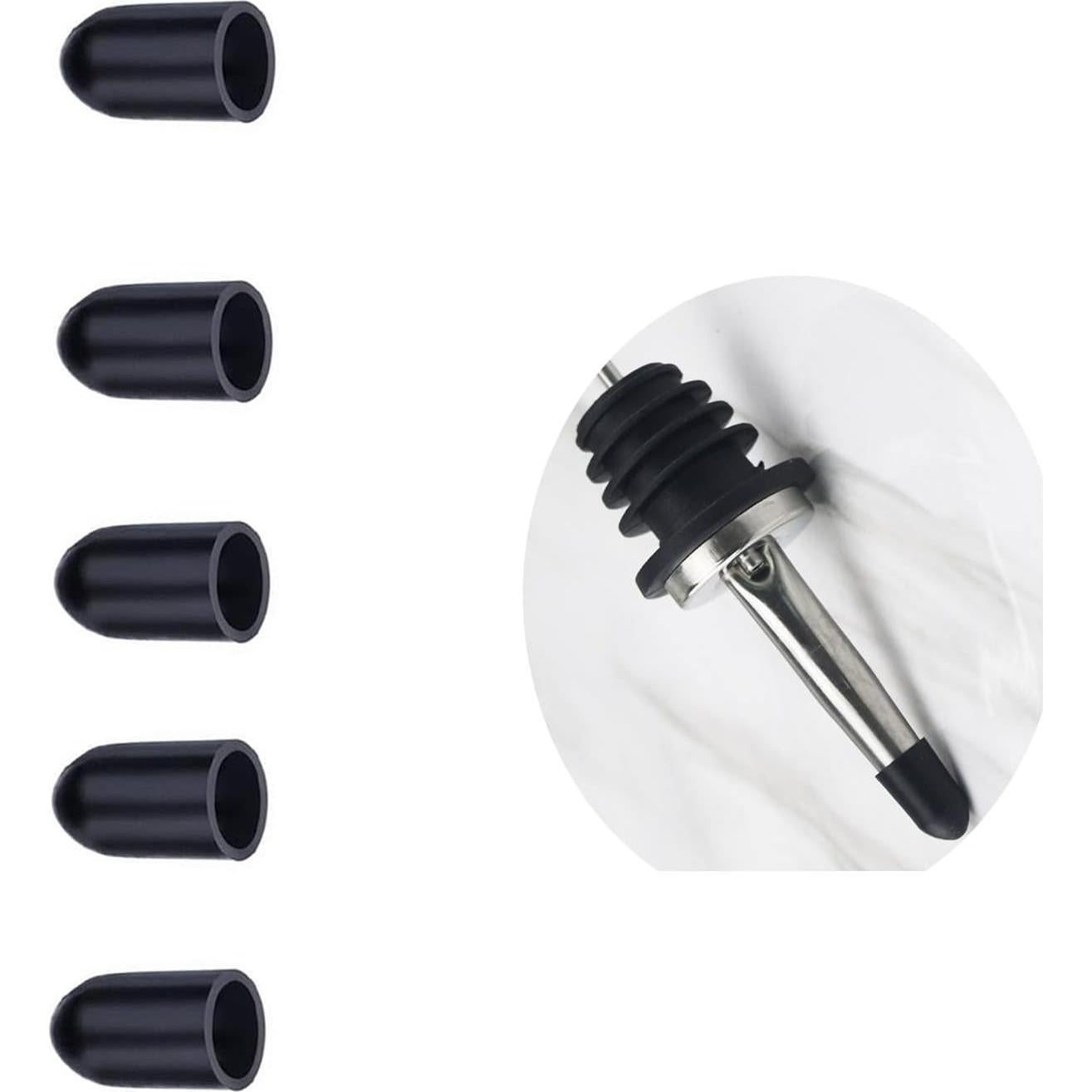 20 Cubiertas de Polvo para Vertedores de Botellas - TPE Negro