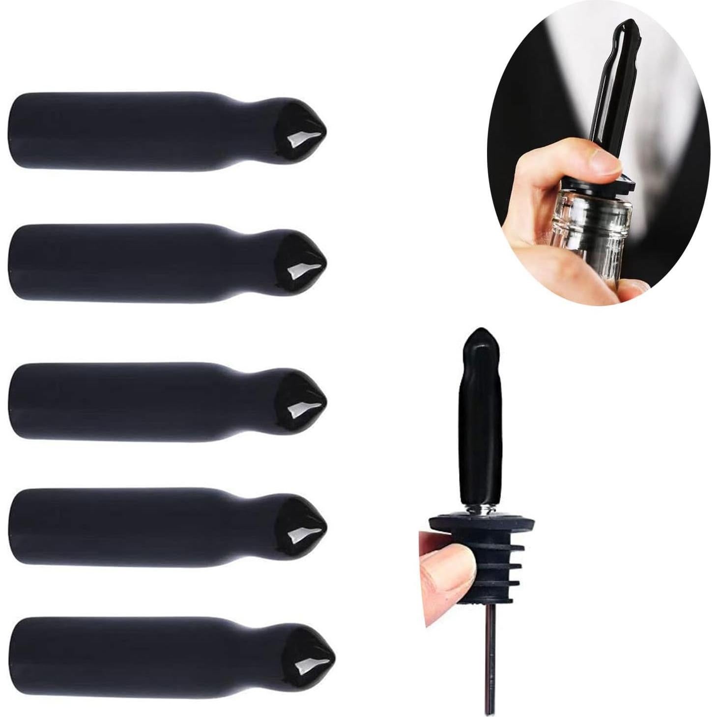 20 Cubiertas de Polvo para Vertedores de Botellas - TPE Negro