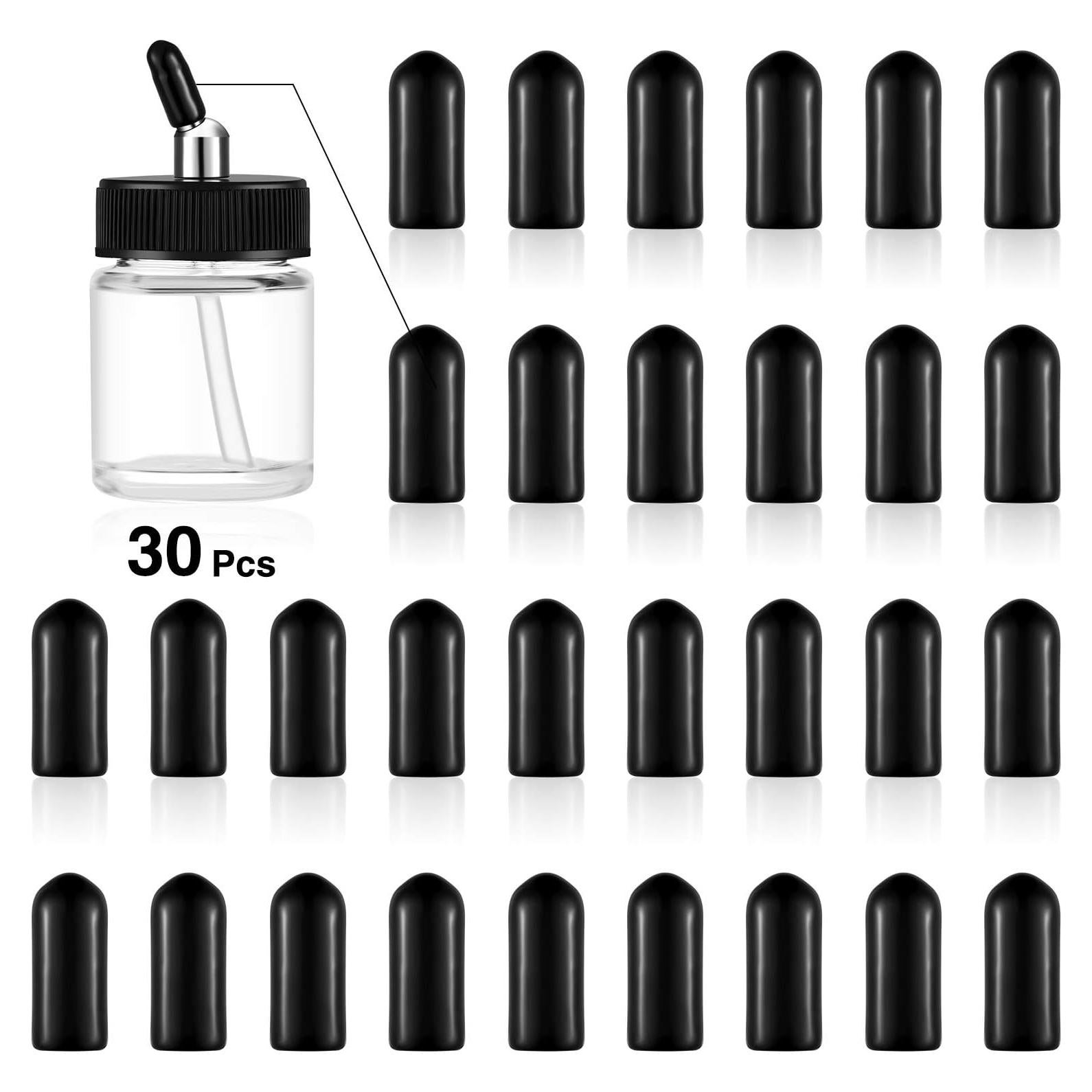 30 Tapas de Silicona para Botellas de Aerógrafo Blulu
