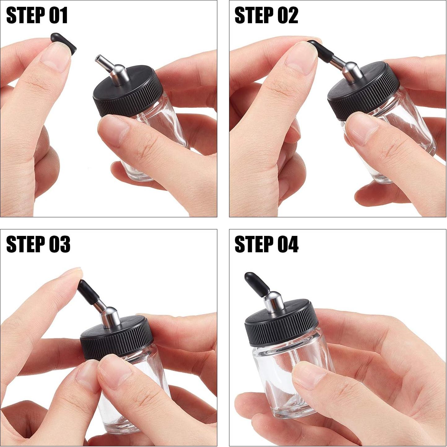 30 Tapas de Silicona para Botellas de Aerógrafo Blulu