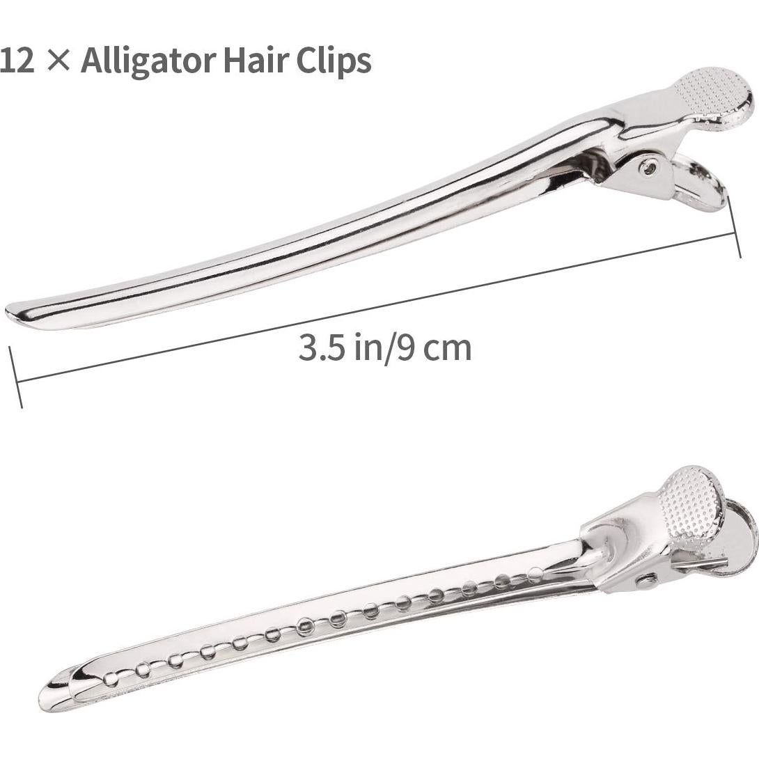 Pinzas para el cabello Alligator Metal Duck Bill 12 Pzas Plata