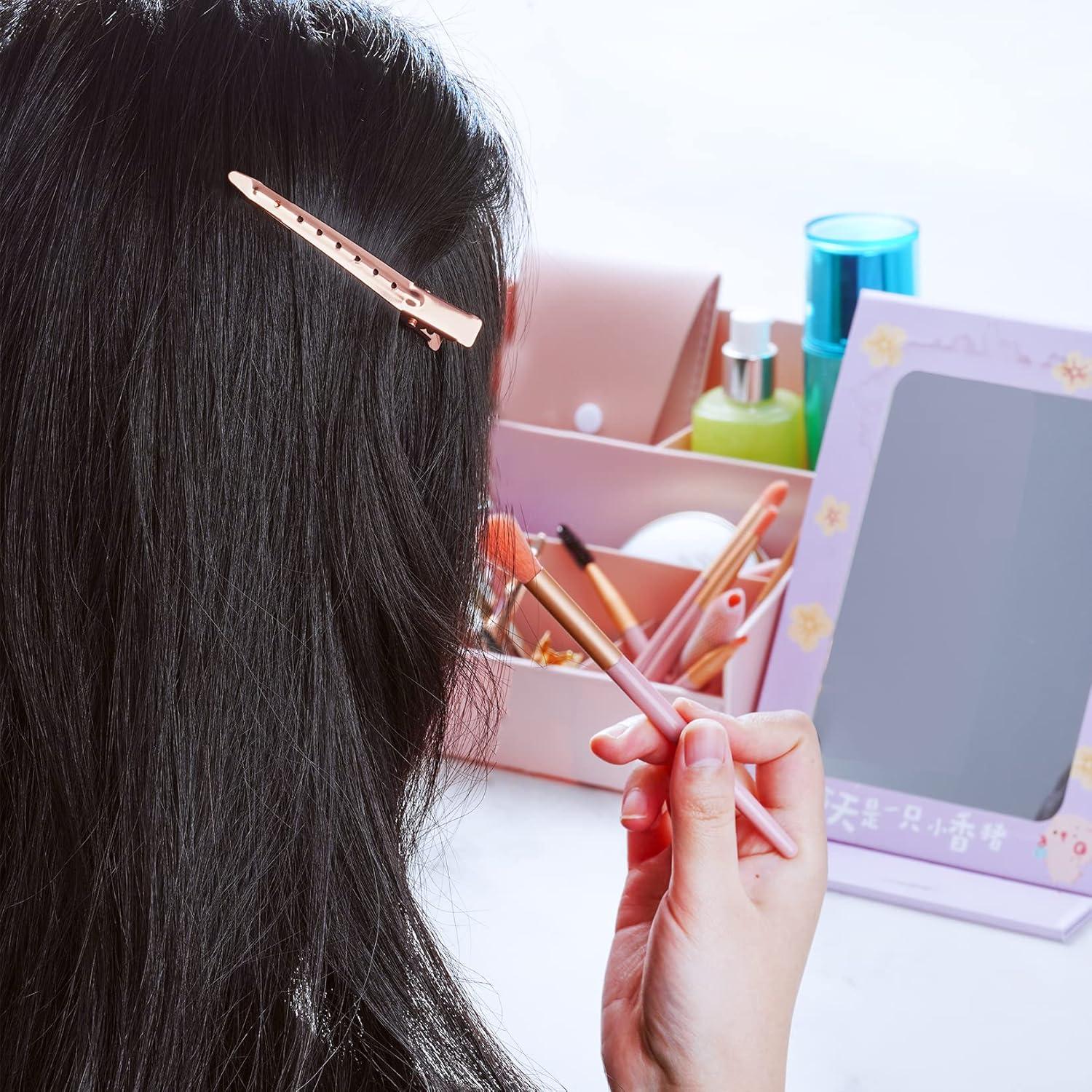 24 Clips de Pico de Pato Metal Antioxidante Bantoye 7 cm Rosa Dorado