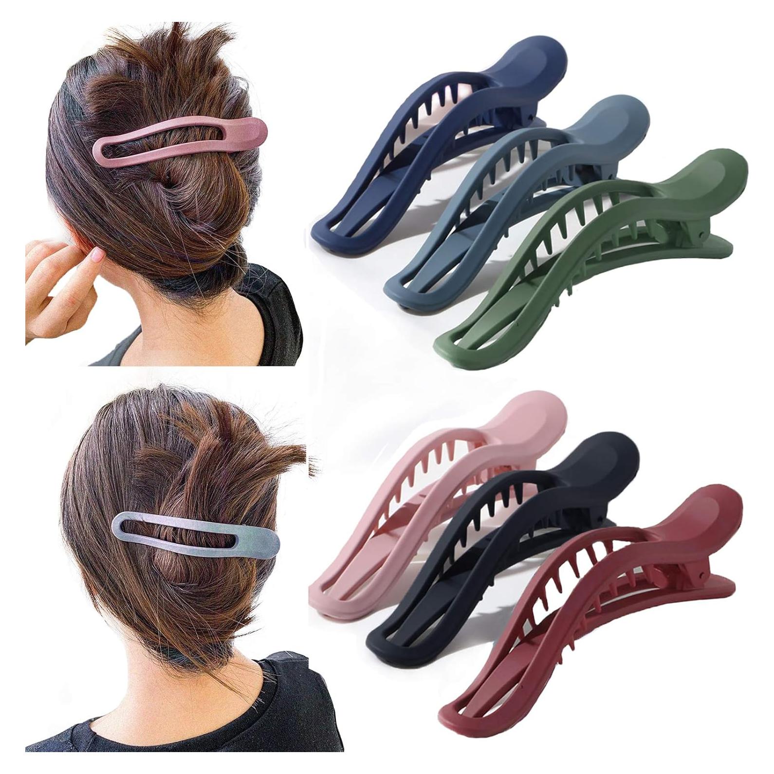 6 Pinzas para el Cabello Antideslizantes Resina Acrílica