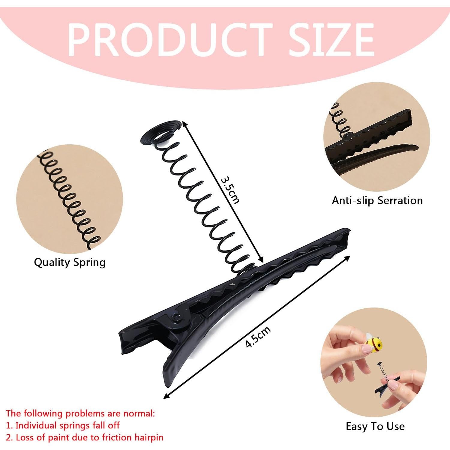 Pinzas para el cabello VYNFLICK - 100 piezas pico de pato negras