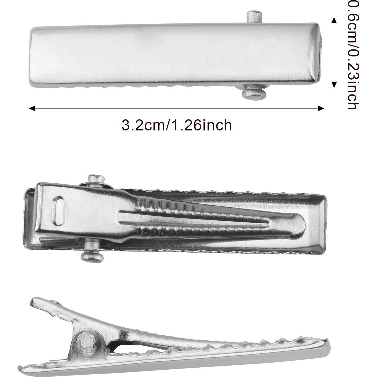 200 Clips de Pelo Metálicos Cocodrilo Hotop 3.2 cm Plata