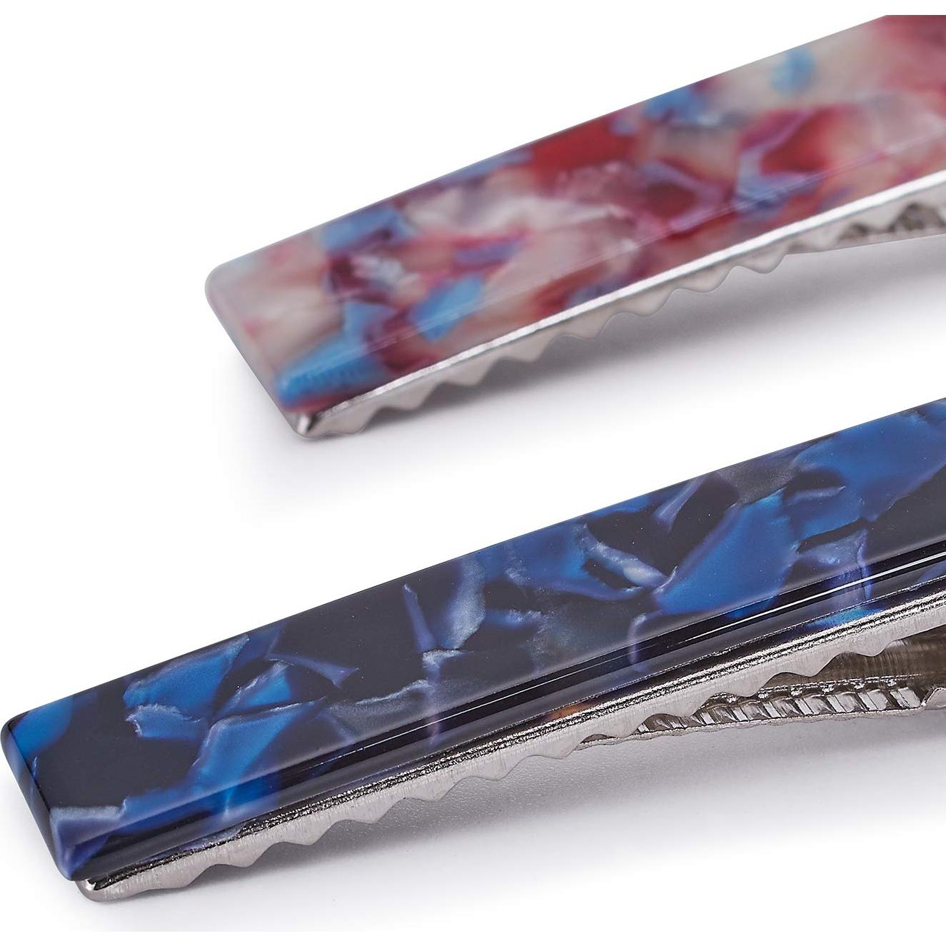 Pinzas para el cabello acrílicas BETO - 8 piezas con patrón mármol