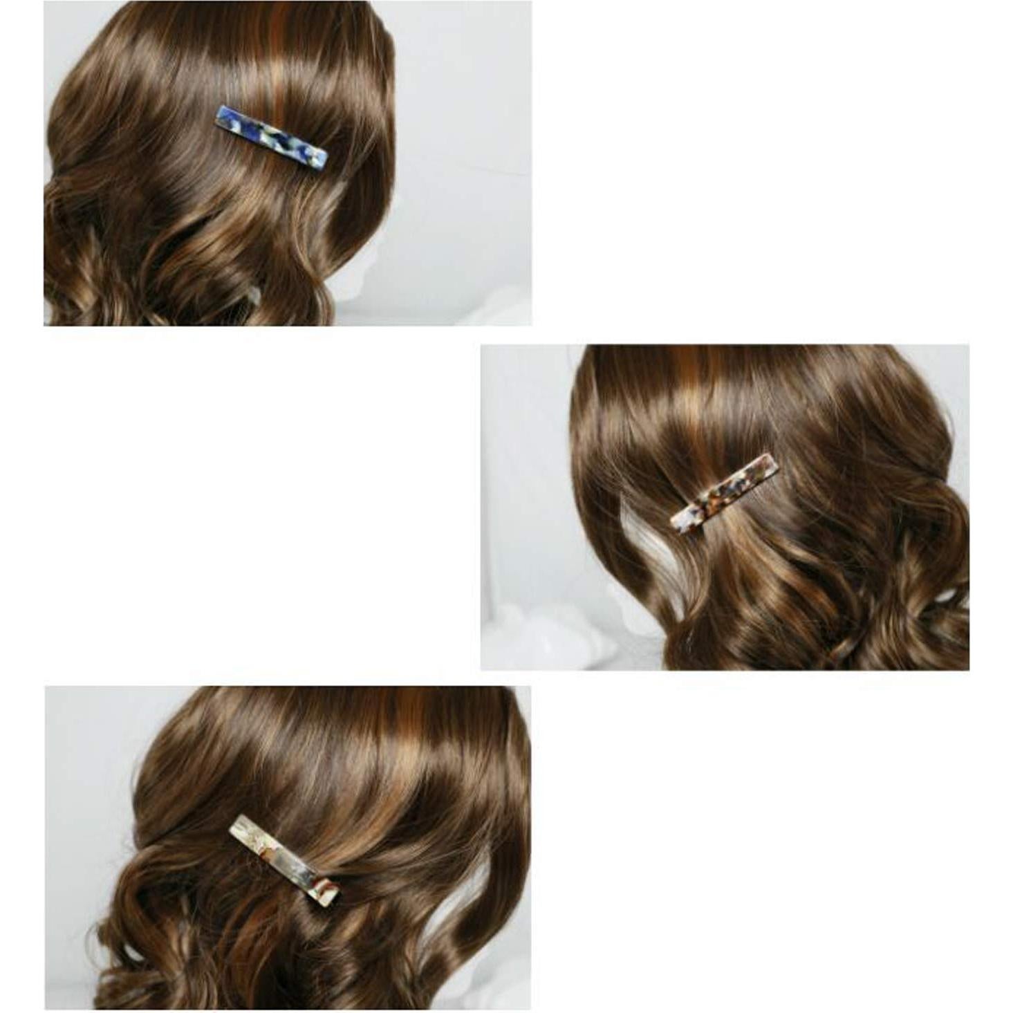 Pinzas para el cabello acrílicas BETO - 8 piezas con patrón mármol