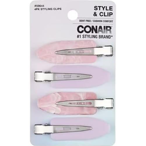 Pinzas para el cabello Conair, 8 unidades, sin marcas, rosa y morado