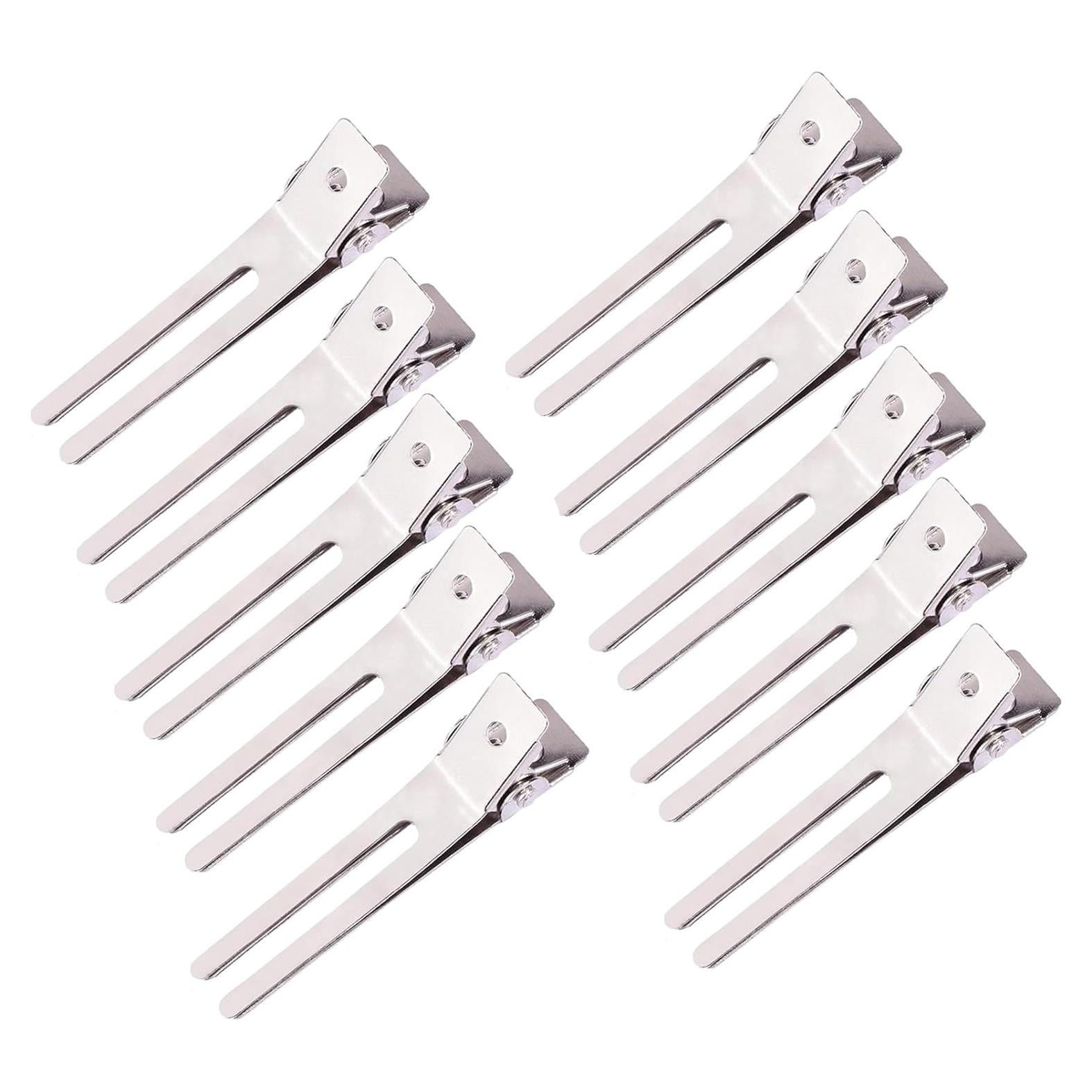 Paquete de 10 Clips de Pelo Doble Punta JFFX - Metal Plateado