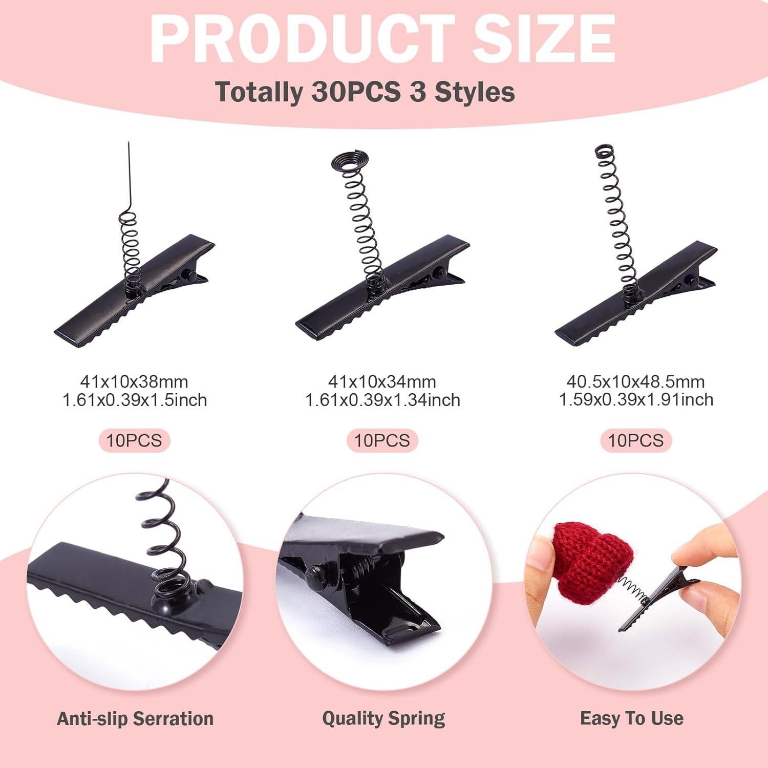 Clips de Pelo Alligator Beadthoven 30pcs Negros 4cm