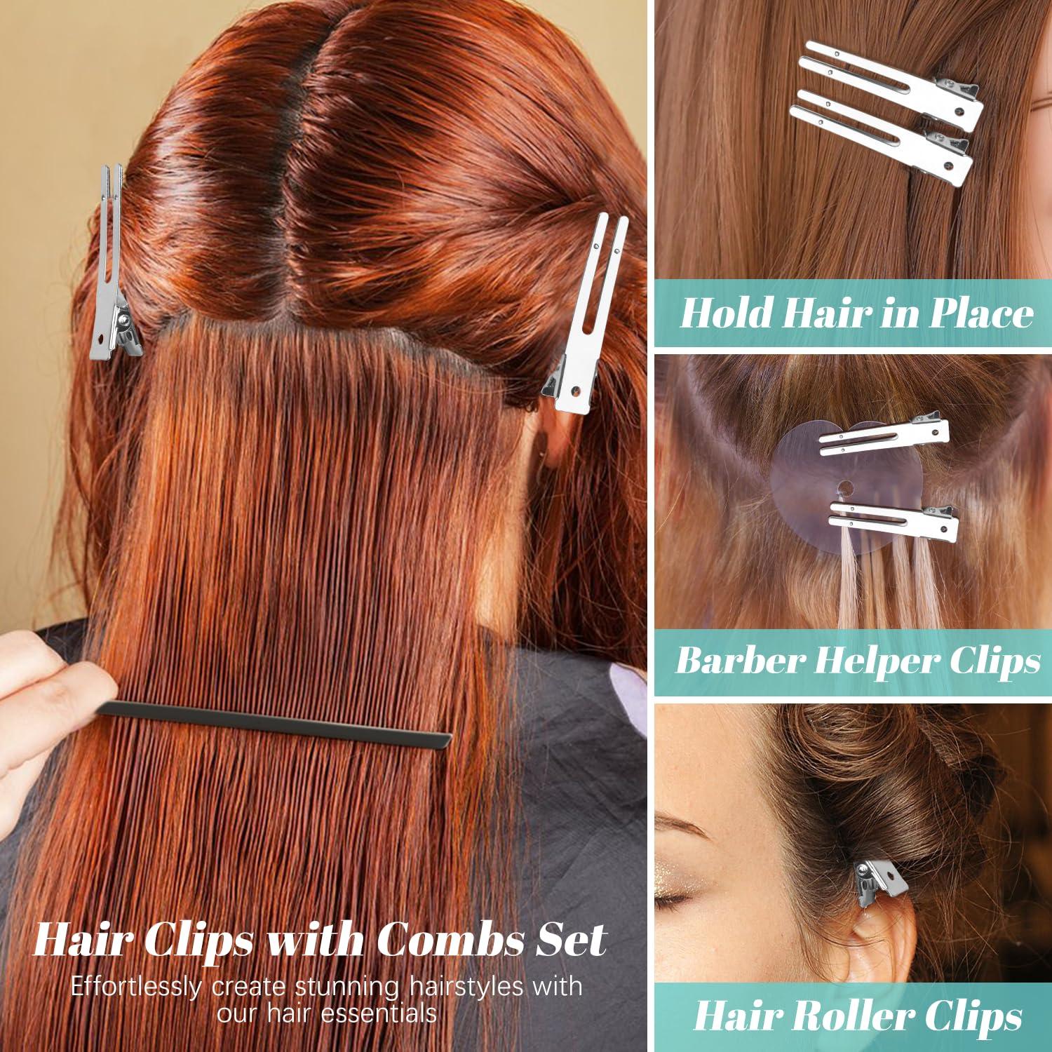 50 Clips de Cabello de Metal IKOCO + 3 Peines de Estilo