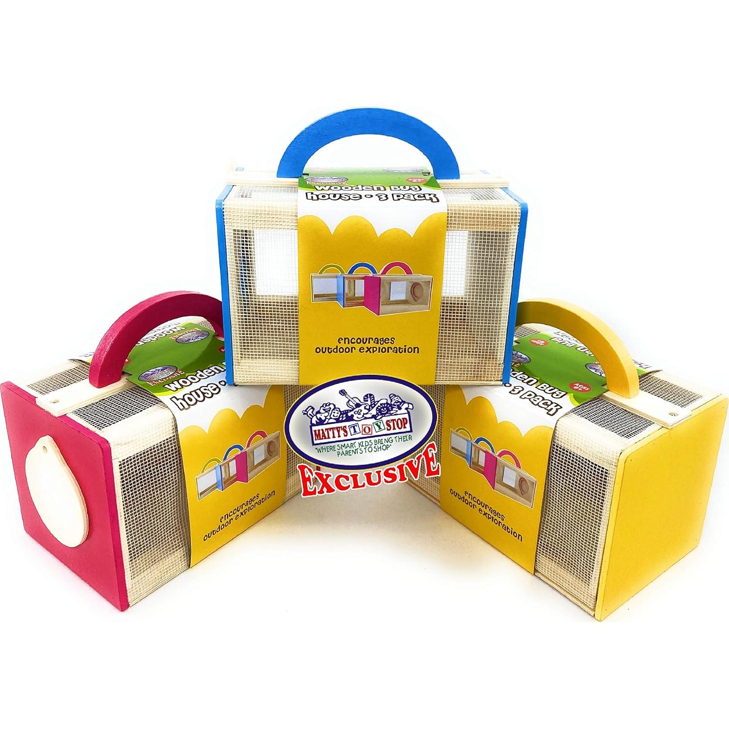 Casa de Insectos de Madera Matty's Toy Stop - Paquete de 3