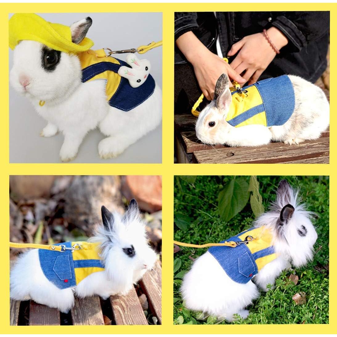 Ropa para Conejos Kcjuoam con Arnés y Correa - Denim Amarillo