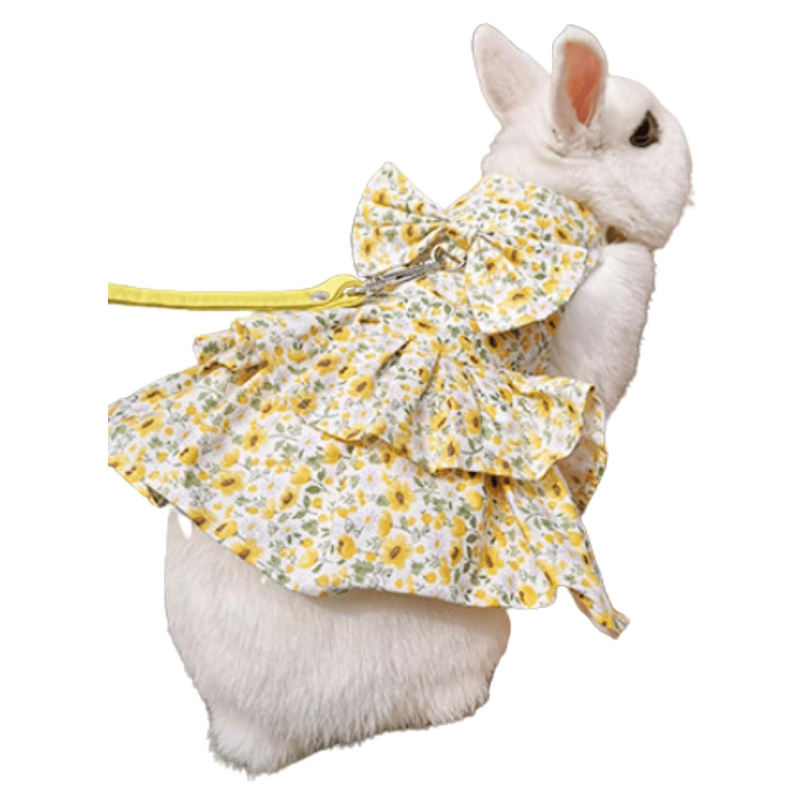 Conjunto Arnés y Correa Ajustable para Conejo Copfeu Amarillo L