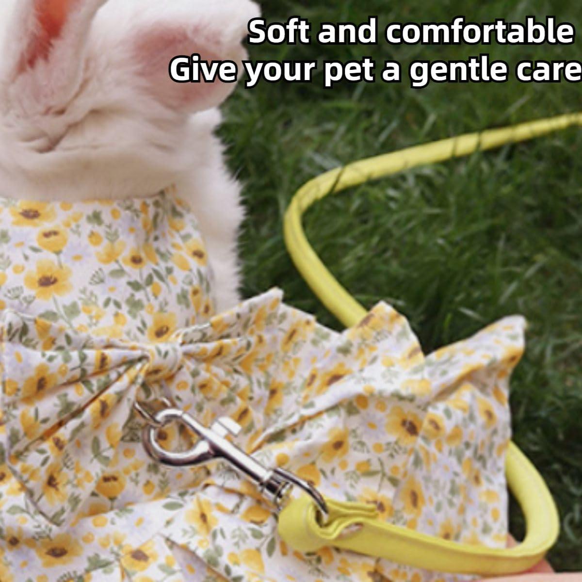 Conjunto Arnés y Correa Ajustable para Conejo Copfeu Amarillo L