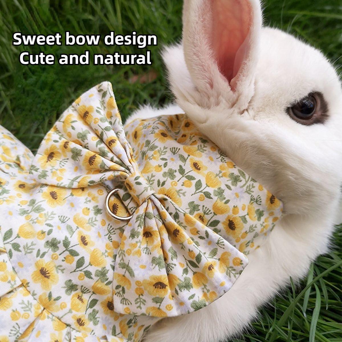 Conjunto Arnés y Correa Ajustable para Conejo Copfeu Amarillo L