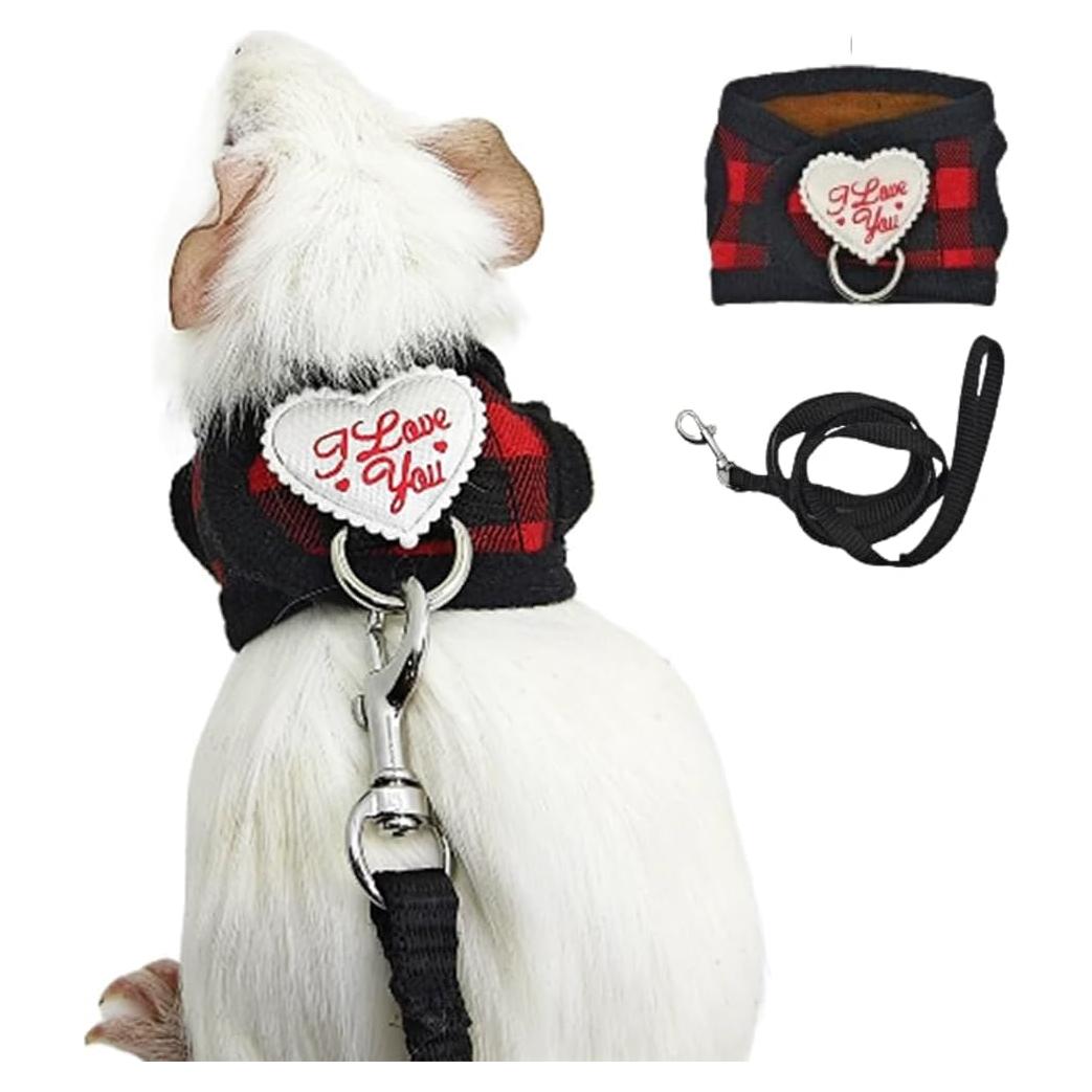 Arnés y Correa para Cobayas CELONROMF Cuadrados Rojos S