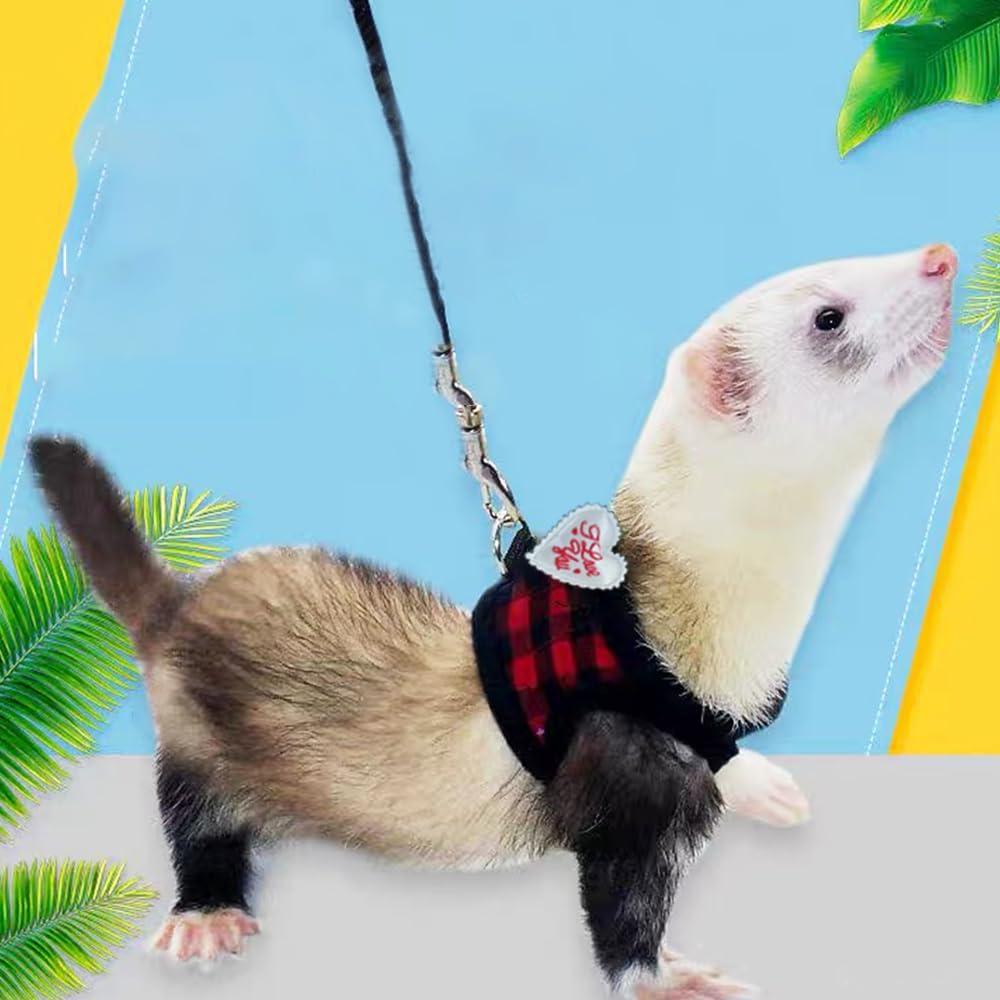 Arnés y Correa para Cobayas CELONROMF Cuadrados Rojos S