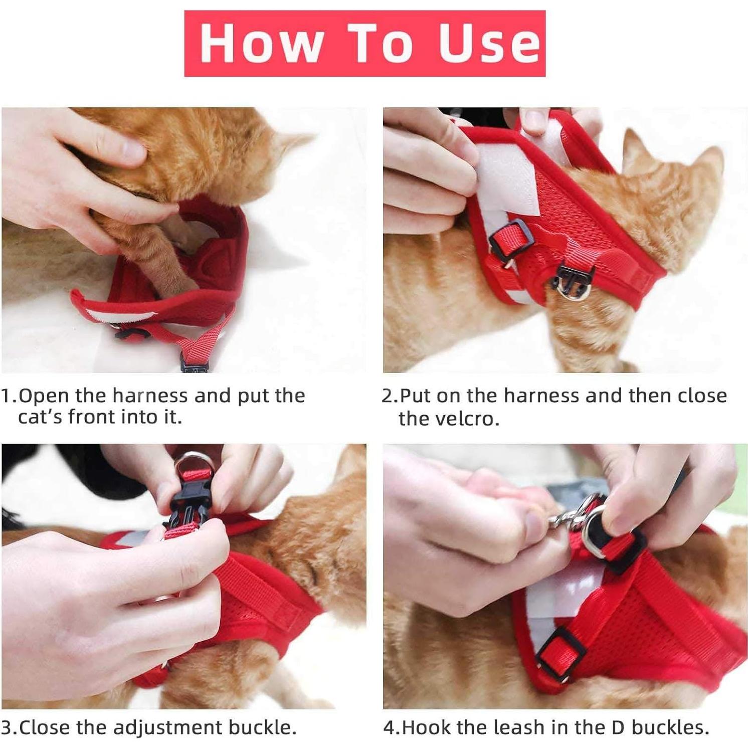 Arnés Ajustable para Gato y Perro Pequeño NCMAMA Rojo XS