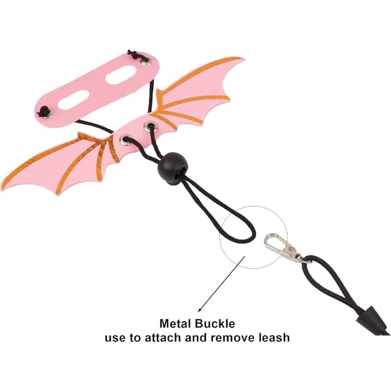 Arnés y Correa Ajustable para Lagarto con Alas - 3 Tamaños S/M/L - Cuero Suave