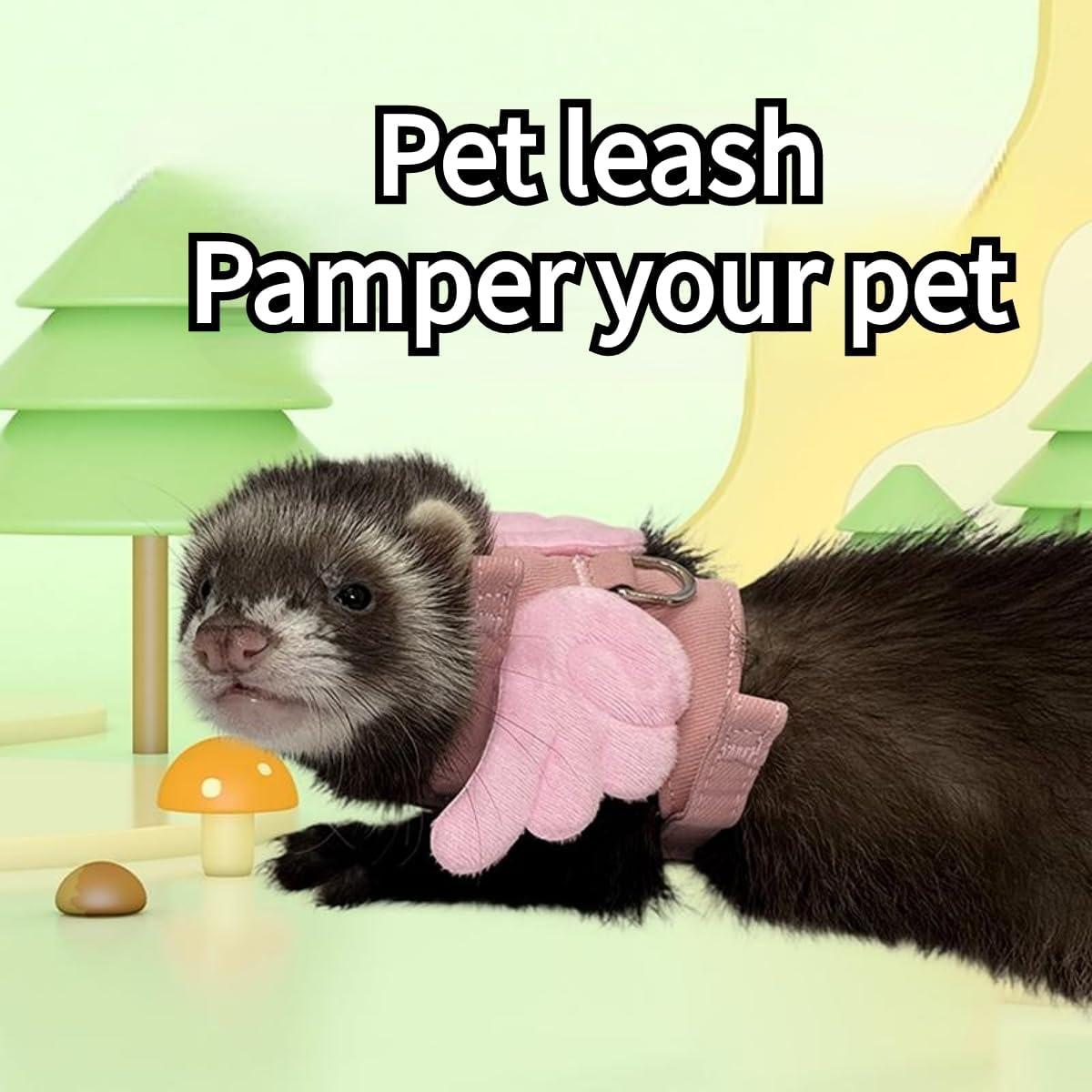 Arnés y Correa Ajustable para Hurones y Mascotas Pequeñas Rosa