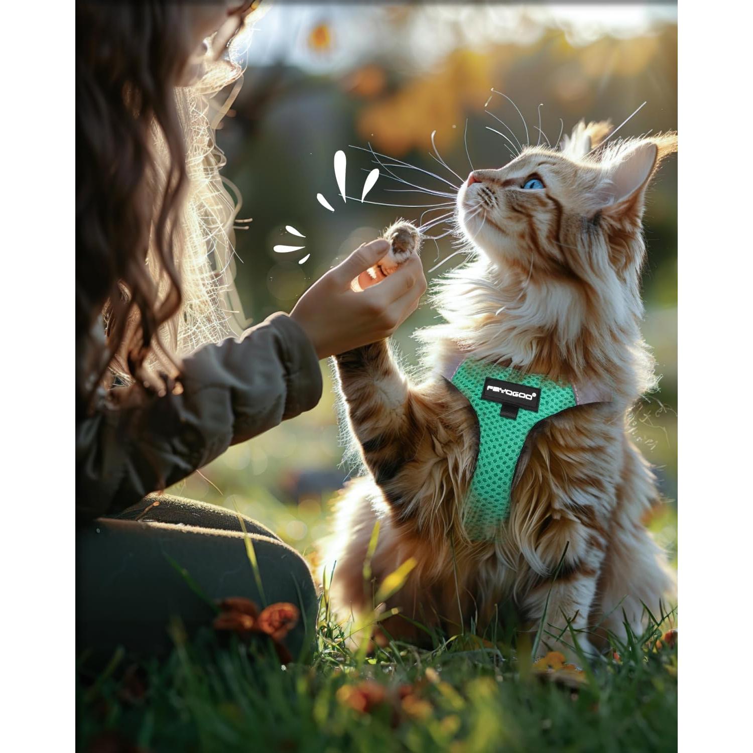 Arnés y Correa para Gatos FAYOGOO Verde a Prueba de Escape