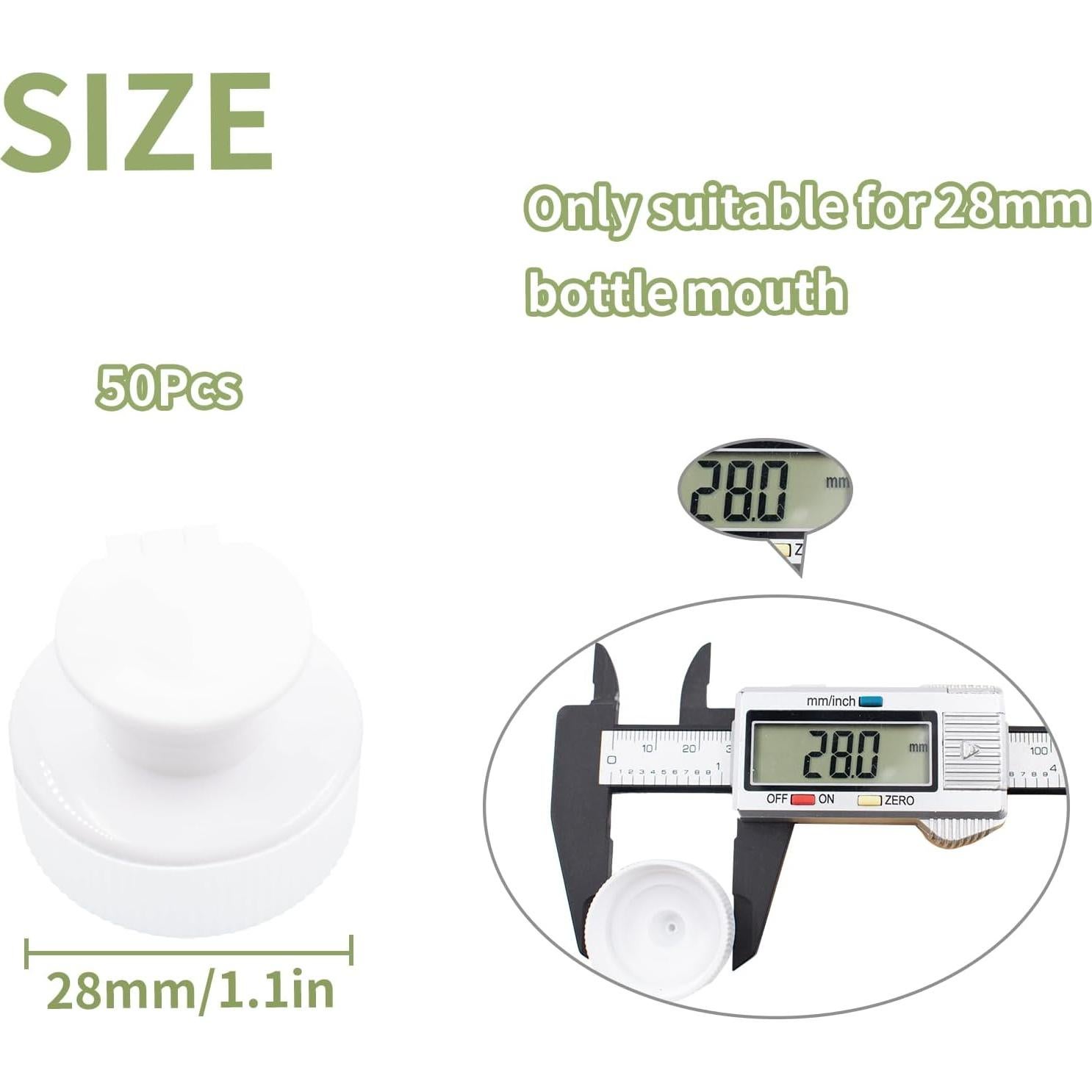 50 Tapas de Reemplazo Push Pull Hiyoo 28mm Plástico Blanco