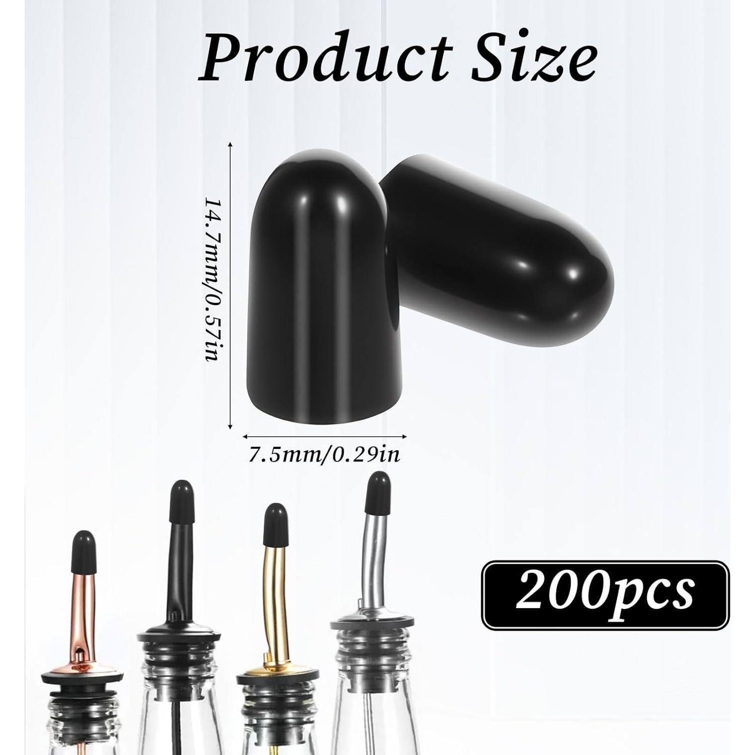 200 Tapas de Goma para Vertedores de Licor Gtziqa 7.5mm