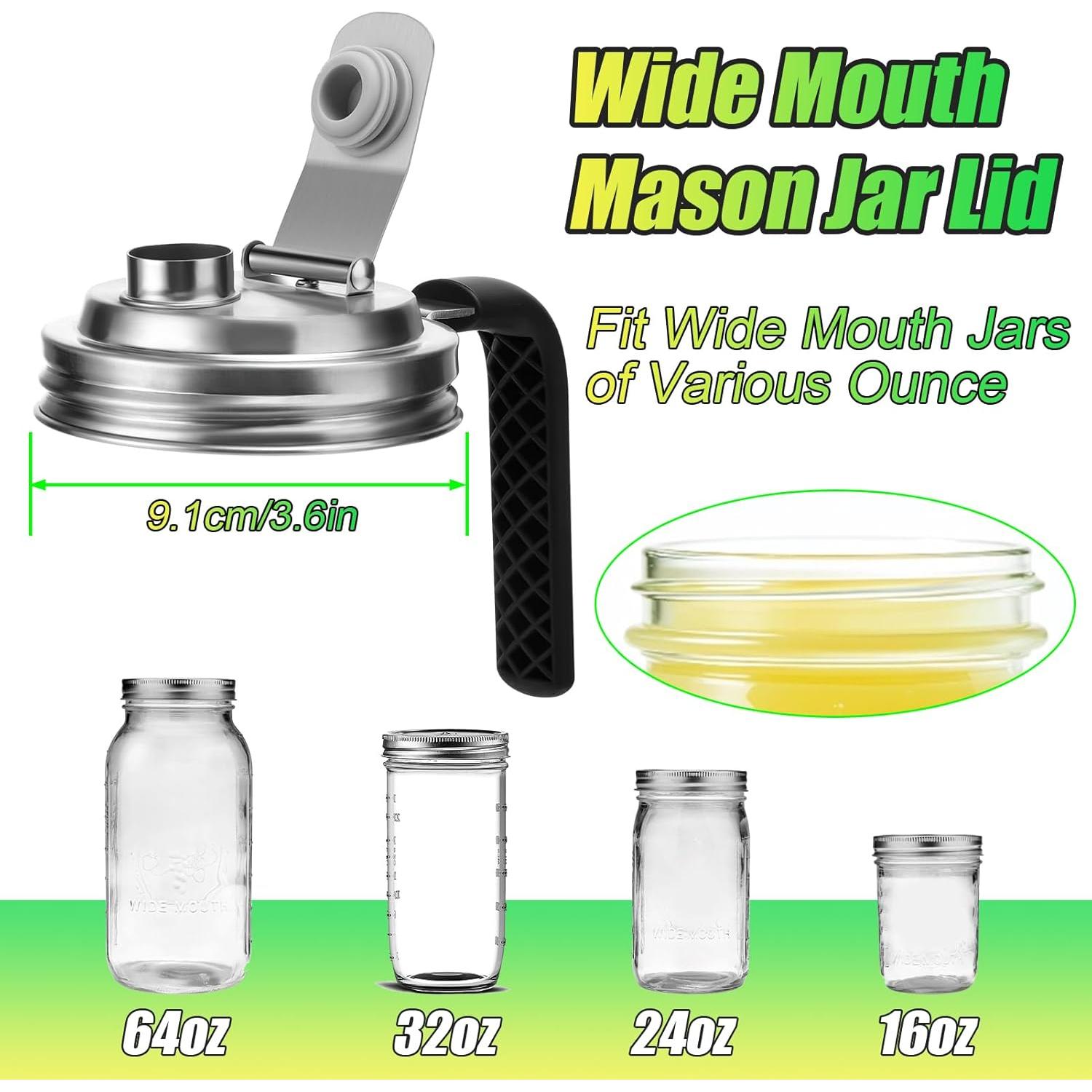 Tapa de vertedor Palksky para frascos Mason boca ancha 2 PCS