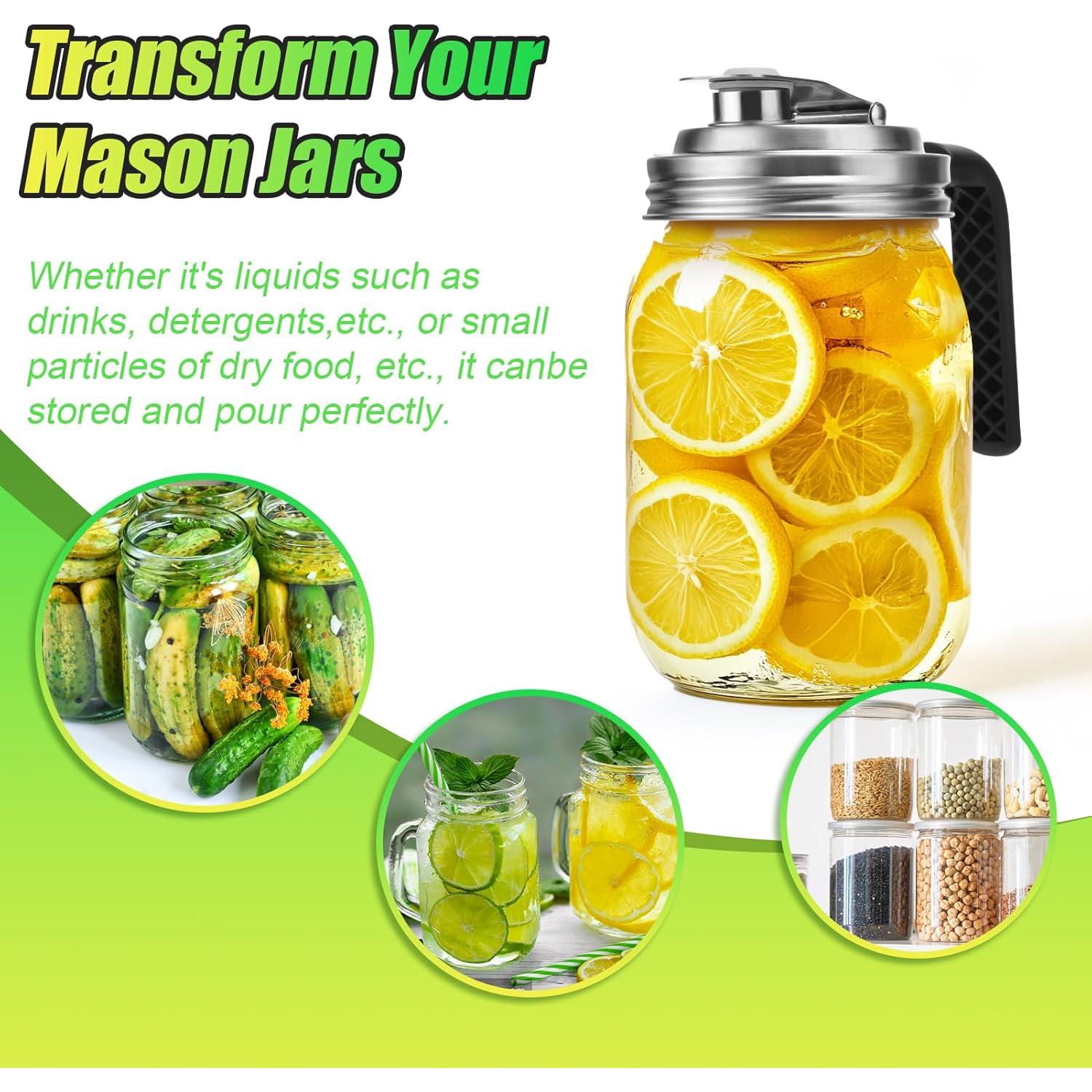 Tapa de vertedor Palksky para frascos Mason boca ancha 2 PCS