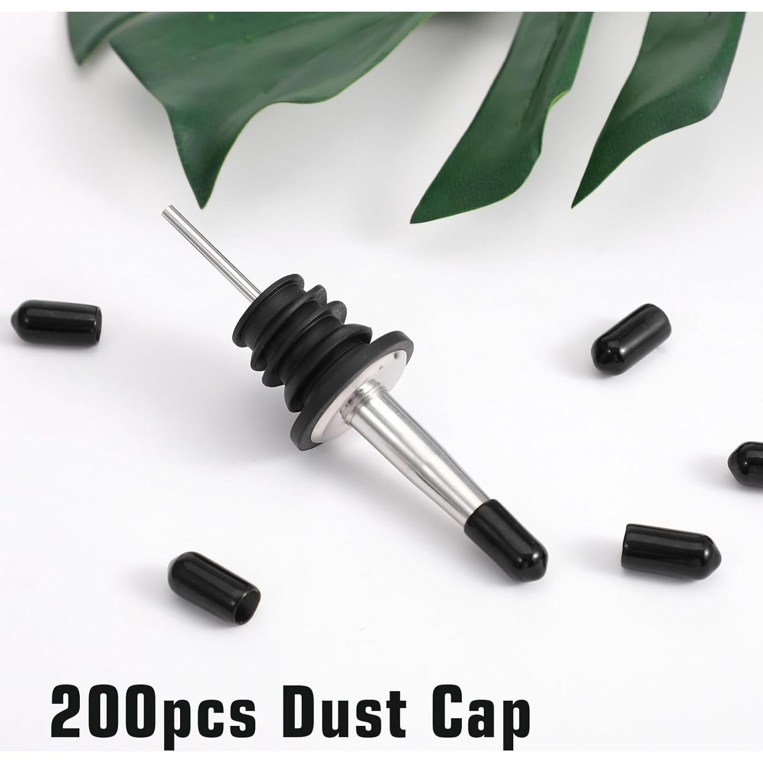 200 Tapas de Vertedor de PVC Negro para Botellas - Sorcristy