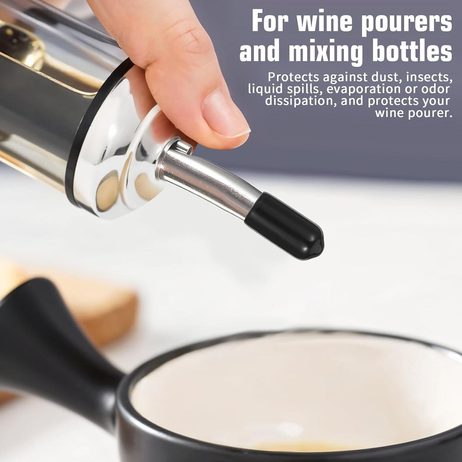 200 Tapas de Vertedor de PVC Negro para Botellas - Sorcristy