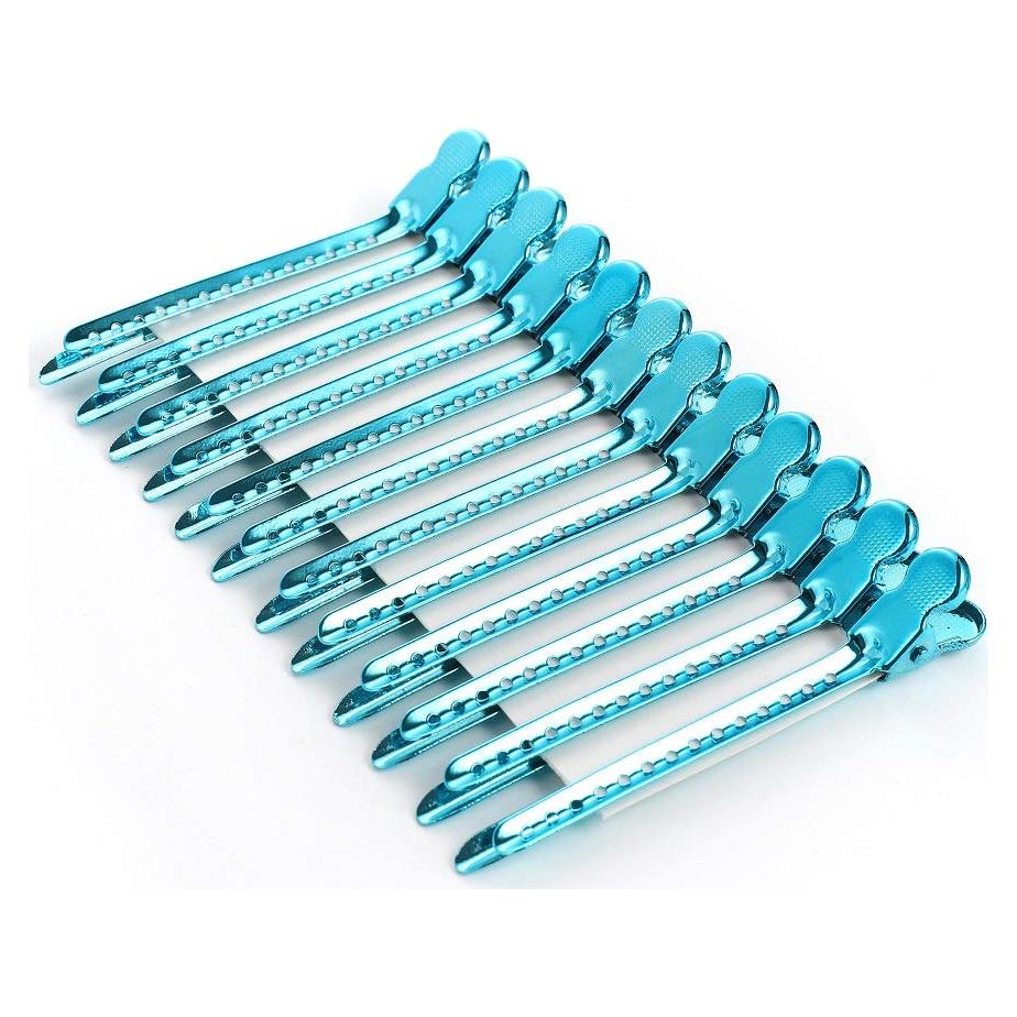 12 Clips de Pelo de Metal Drayas 9.5cm Antideslizantes Azul