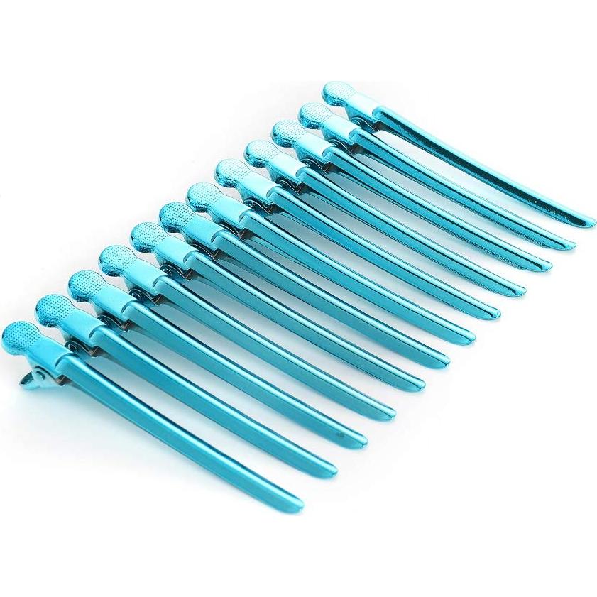 12 Clips de Pelo de Metal Drayas 9.5cm Antideslizantes Azul