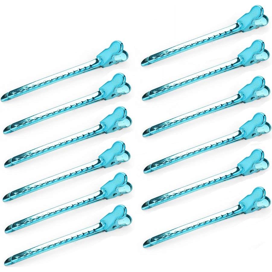 12 Clips de Pelo de Metal Drayas 9.5cm Antideslizantes Azul