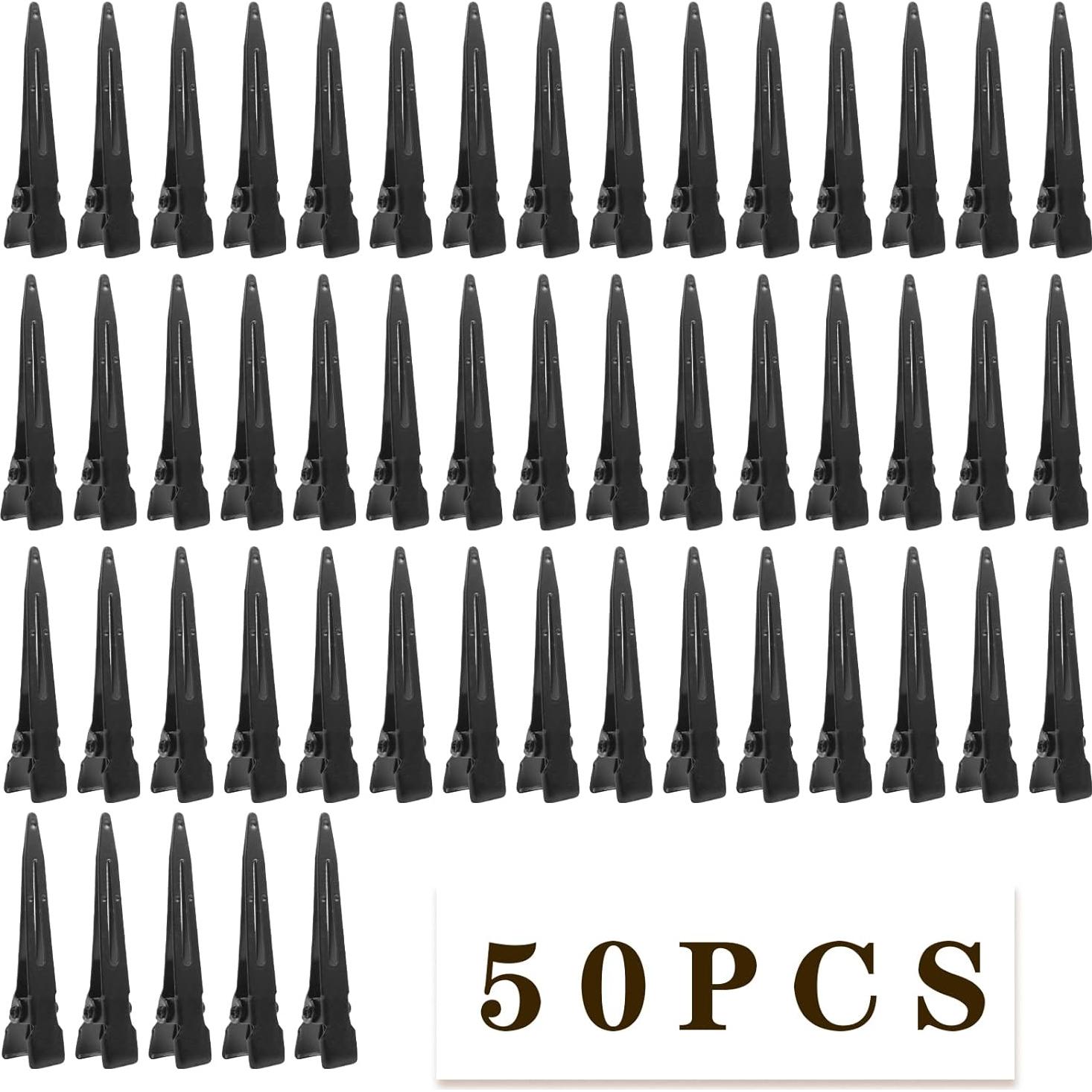 50 Clips de Pelo de Cocodrilo Aylifu Negros 44.5mm Metal