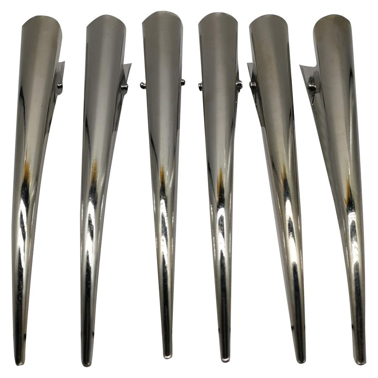 6 Clips de Cabello Metálicos Plateados CONOFA 12.7 cm