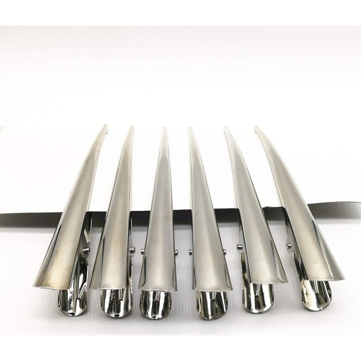 6 Clips de Cabello Metálicos Plateados CONOFA 12.7 cm