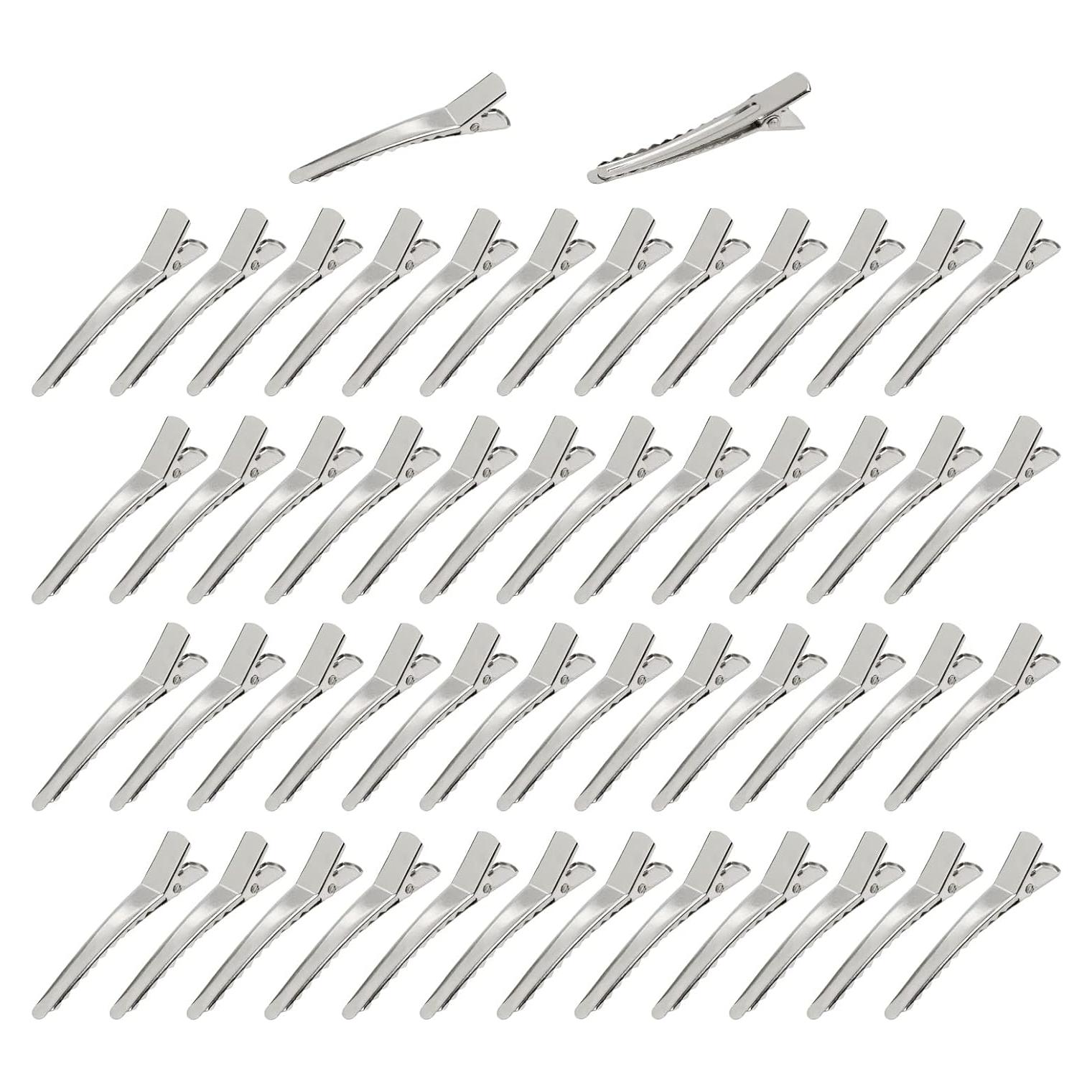 Cinaci 50 Clips de Pelo Alligator Metálicos 5cm Plata