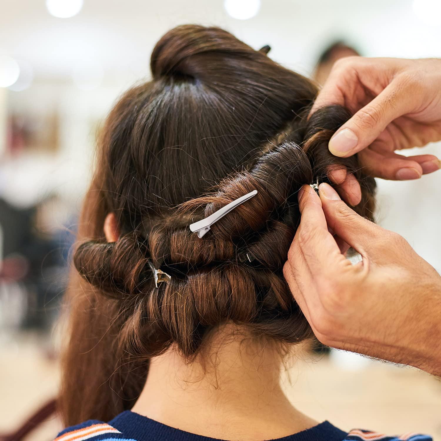 Cinaci 50 Clips de Pelo Alligator Metálicos 5cm Plata