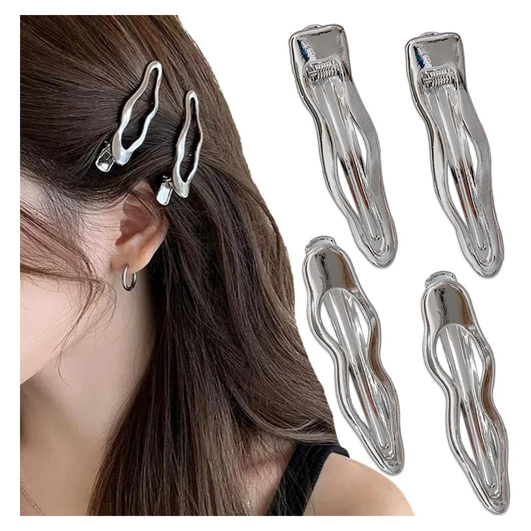 Clips de Pelo Ondulados de Metal Plateado RUIYDZ - 4 Pcs