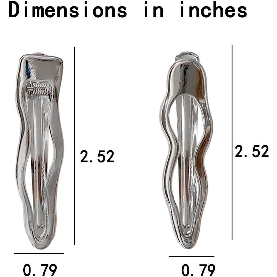 Clips de Pelo Ondulados de Metal Plateado RUIYDZ - 4 Pcs